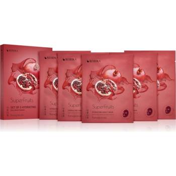 KORIKA SuperFruits Pomegranate - Set of 5 Hydrating Face Sheet Masks комплект маски за лице на намалена цена с хидратиращ ефект Pomegranate