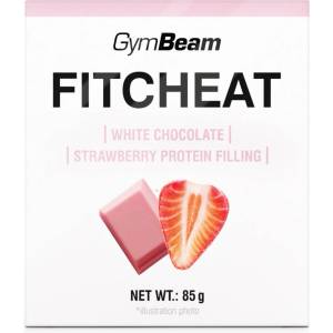 GymBeam Протеинов Шоколад Fitcheat 80 g бял шоколад с ягоди