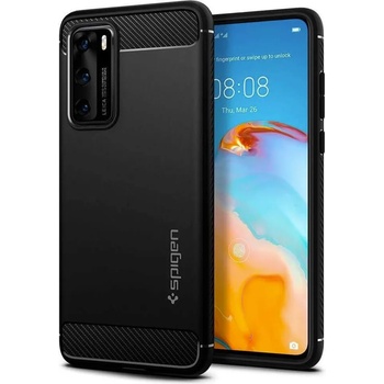 Image 1 of Spigen Rugged Armor Case - тънък качествен силиконов (TPU) калъф за Huawei P40 (черен)