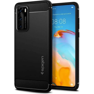 Spigen Rugged Armor Case - тънък качествен силиконов (TPU) калъф за Huawei P40 (черен)