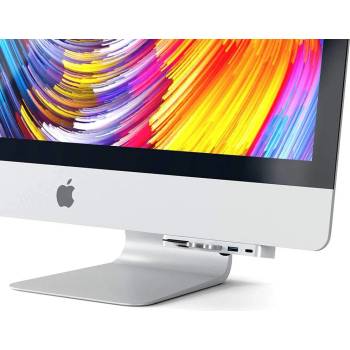 Satechi Aluminium USB-C Clamp Hub Pro - алуминиев USB-C хъб и четец за SD/microSD карти за iMac 2017, iMac Pro, iMac 2019 (сребрист)