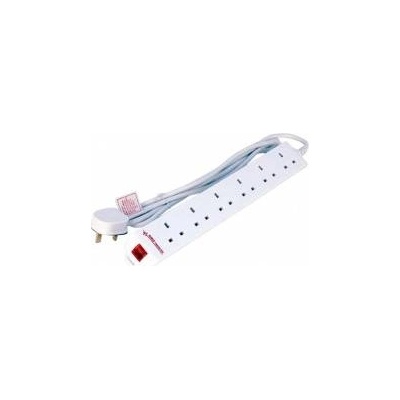MicroConnect 6 gang UK Surge Protected Power Strip 2M White 6-way UK Surge Protected Power Strip 2M White