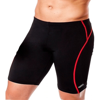 Мъжки бански тип клин в черно с тънък червен кант