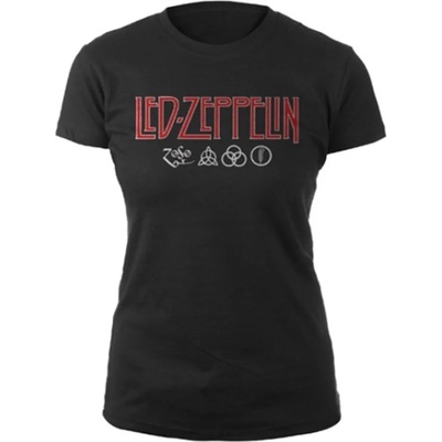 Led Zeppelin Logo & Symbols Black 2XL Дамски Риза (LZTS01LB05)