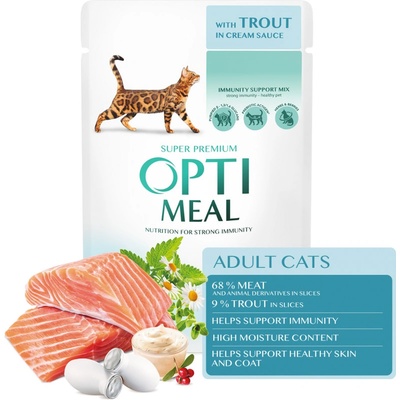 Optimeal Superpremium so pstruhom v smotanovej omáčke 85 g