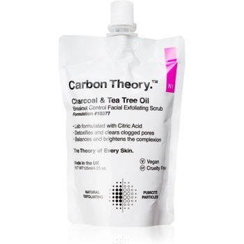 Carbon Theory Charcoal & Tea Tree Oil почистващ пилинг за лице за проблемна кожа, акне 125ml