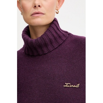 TWINSET Пуловер с вълна Twinset в лилаво от лека материя с поло 252TT3422 (252TT3422)