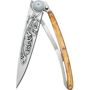 DEEJO 1cb077 tattoo / Ултралеко джобно ножче с дръжка от маслинено дърво (1cb077)