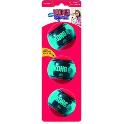 Kong Dog Squeezz Action Lopta s pískatkom guma termoplastická M 3ks bal.