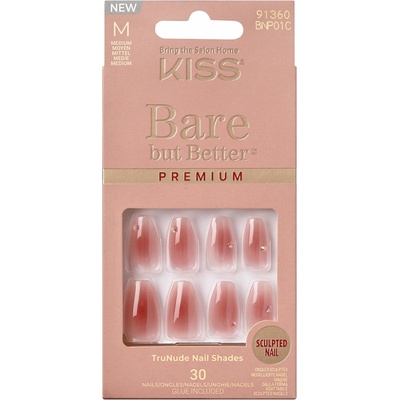KISS Nalepovacie nechty Bare-But-Better Premium Nails Shine 30 ks