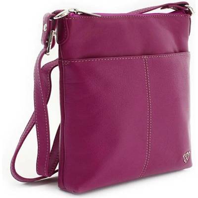 Arwel Fialovorůžová dámská kožená zipová crossbody kabelka Jenny