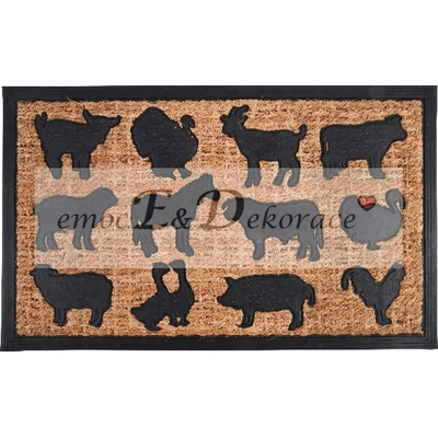 ESSCHERT DESIGN Gumová "BEST FOR BOOTS" s kokosovým vláknem Zvířátka z farmy přírodní s černou 76 x 45 cm