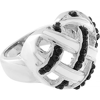 MPM Dámský ocelový nerezový prsten s černými zirkony 5232 stříbrnobílé