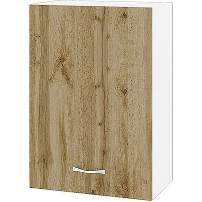 ИРИМ Горен шкаф с врата и рафт Сити БДД-18 бяло гладко / дъб дакота 50 см