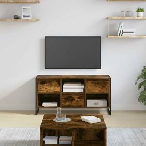 vidaXL ТВ шкаф 100 x 36 x 49, 5 см Димящ дъб Инженерна дървесина (886506)