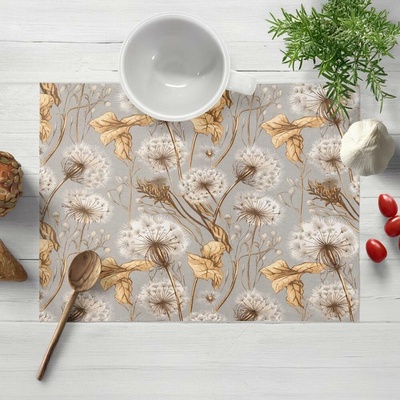 Biante Bavlněné prostírání Sandra SA-517 Podzimní pampelišky na šedém 30x40cm