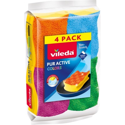 Vileda Houbička na nádobí Rainbow / Utěrka Pur Active Colors, 4 ks – Zboží Dáma