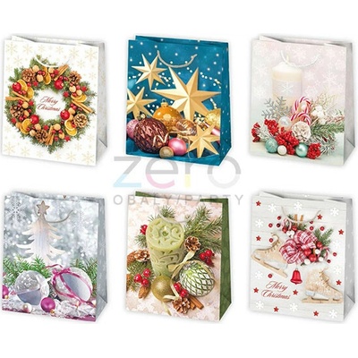 Taška papírová dárková 19x23x10,5 cm (lak) - vánoční (mix 10)