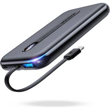 JOYROOM Power Bank with Lightning cable 20W 10000mAh - външна батерия 10000 mAh с вграден Ligtning кабел и USB-C, USB-A и Lightning портове (черен)