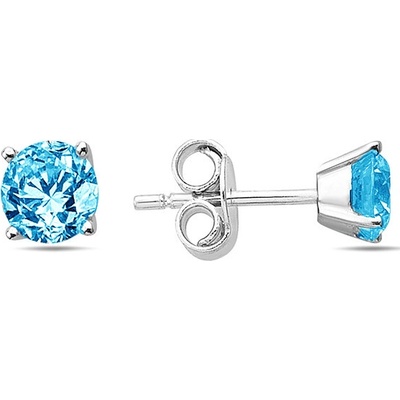 Lillian Vassago Zlaté náušnice so zirkónom vo farbe akvamarínu 5 mm, na puzetu LLV98-GER169P Biela