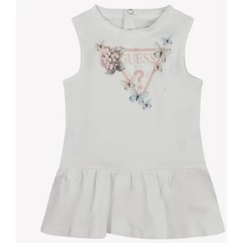 Guess Памучна рокля в бяло с цветя за бебе момиче Guess