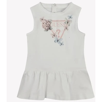 Guess Памучна рокля в бяло с цветя за бебе момиче Guess