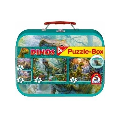Schmidt Spiele Puzzle 2x60 + 2x100 in a suitcase Dinosaurs G3