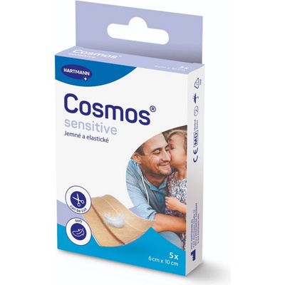 Cosmos Sensitive textilní náplast s polštářkem pro jemnou pokožku, nedělená, 0,5 m x 6 cm