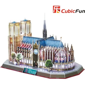 CubicFun 3D пъзел с LED светлини 149 части CubicFun - Нотр Дам дьо Пари (Франция)