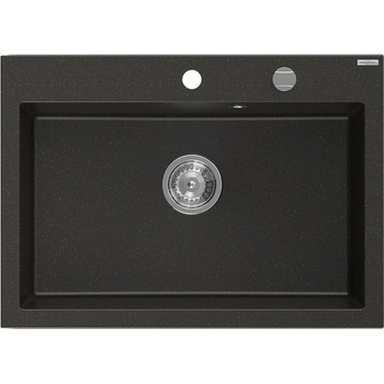 Mexen Elix кухненска мивка от гранит 1-камерна 700 x 500 мм, черно/златен металик, сифон хром - 6526701005-75 (6526701005-75)