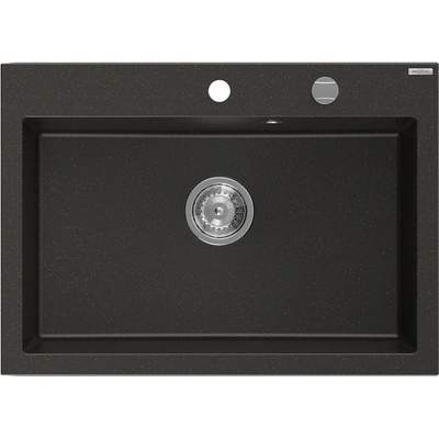 Mexen Elix кухненска мивка от гранит 1-камерна 700 x 500 мм, черно/златен металик, сифон хром - 6526701005-75 (6526701005-75)