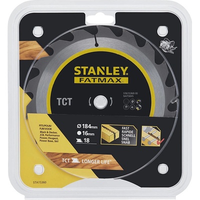 Stanley 15360 Pilový kotouč TCT/HM brousitelný pro podélné řezy 184 x 16 mm, 18 zubů