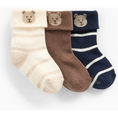 GAP Baby Socks Brannan Bear 3 Pairs Boys modrá hnedá krémová