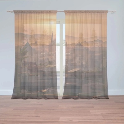 Sablio Záclony Barcelona Night Skyline: 2ks 150x250cm