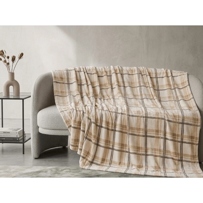 Textilomanie Mikroplyšová deka PLAID krémová 150 x 200