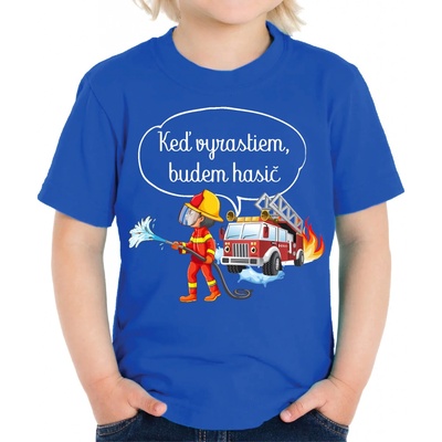 Fajntričko Kids detské tričko Keď vyrastiem, budem hasič kráľovská modrá