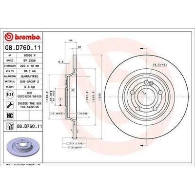 BREMBO brzdový kotúč 08.D760.11, súprava 2 ks