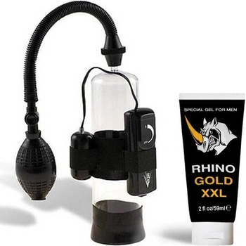 Гел за увеличаване на пениса Rhino Gold Gel XXL + Вибро помпа за увеличаване размера на пениса