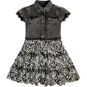 Guess Разкроена комбинира рокля за момиче в черно и бяло Guess