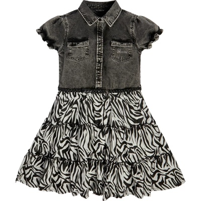 Guess Разкроена комбинира рокля за момиче в черно и бяло Guess