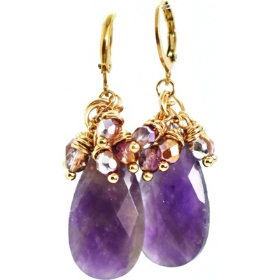 Armillas Boho náušnice s ametystem a CZ sklem NA250102