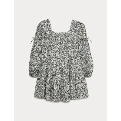 Marks & Spencer Рокля от чист памук с леопардов принт (6-16 години) Marks & Spencer кафява Marks & Spencer | Kafyav | Момичешки | 7-8 години