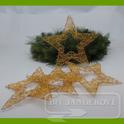 Vánoční hvězda drátěná 20cm žlutá DK0218