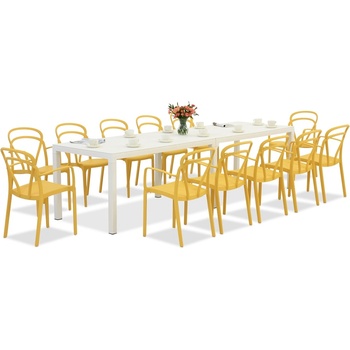 BICA King Double/Vague комплект градински мебели в бяло и оранжево за 12 души Bica (BC439BL-12xBC312TU)