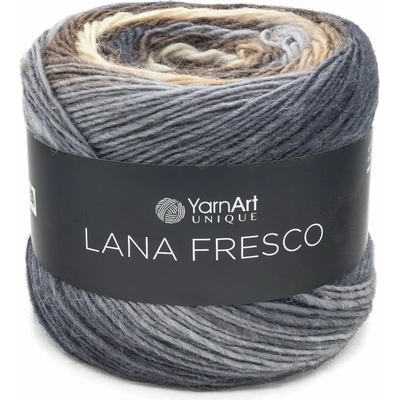 YarnArt Pletací příze LANA FRESCO 8114 šedo-béžovo-hnědá melírovaná, klasická 100g/380m