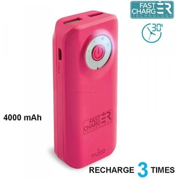PURO Universal External Fast Charger Battery 4000 mAh růžová