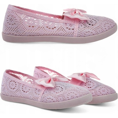 Dámské krajkové baleríny s mašličkou ažurové 6240