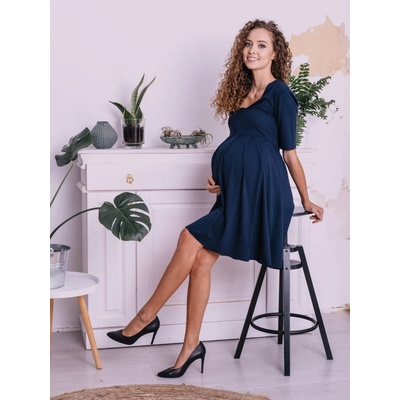 Těhotenské a kojící šaty Balbina Tmavě modré