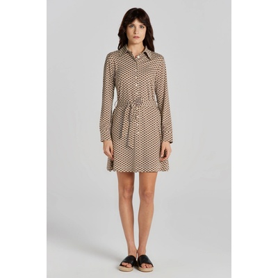 Gant slim monogram jersey shirt dress hnedá