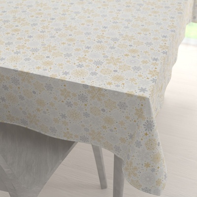 Biante satén obdélníkový ubrus LUP-505 Zlato-stříbrné vločky na bílém 140x200 cm